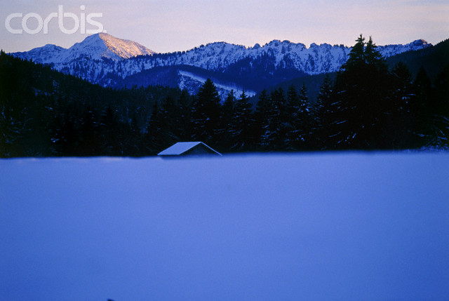 Winter landscape, Ammergauer Alps, Bavaria, Germany